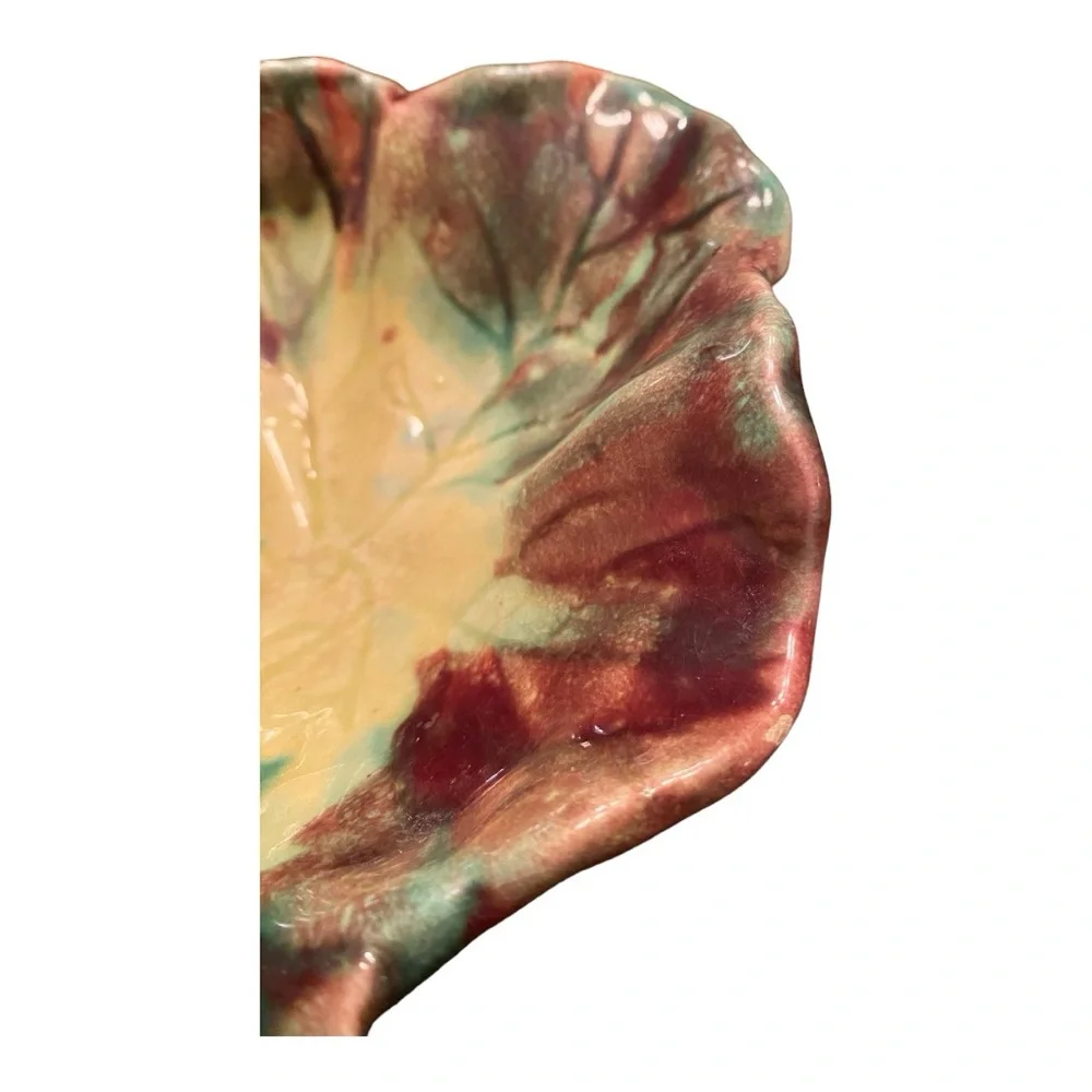 Vtg California Originals 719 Leaf Dishes Pair Mid Century Art Pottery Set